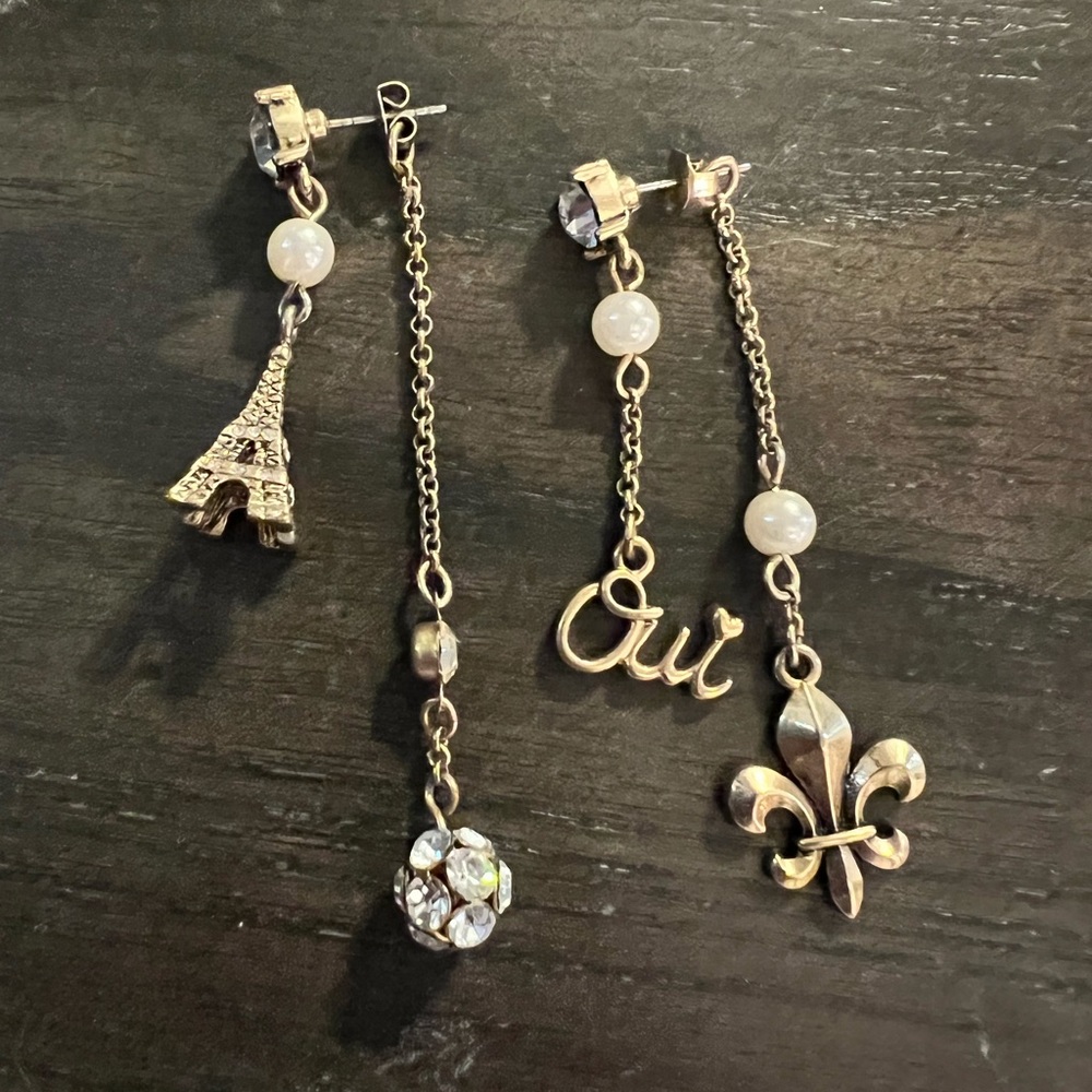 Betsey Johnson Asymmetrical Earrings